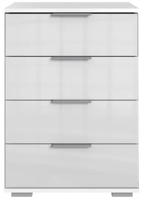 Produktbild von Nachtschrank Easy Plus Schubladenkommode 52x38x74cm weiß Front Weißglas