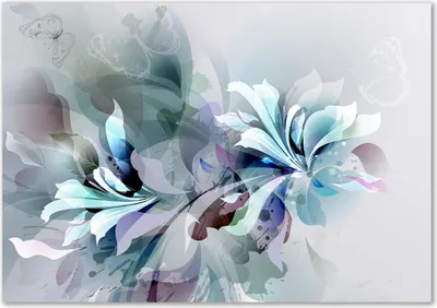 Produktbild von Tulup® Glas-Bild - 100 x 70 - Wandbild aus Glas - Wandkunst - Wandbild hinter gehärtetem Sicherheitsglas - Blumen & Pflanzen - Abstrakte Blumen - Blau