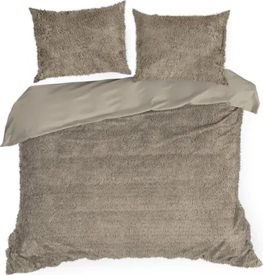 Image de Literie TIFFANY 220x200 cm beige avec fourrure