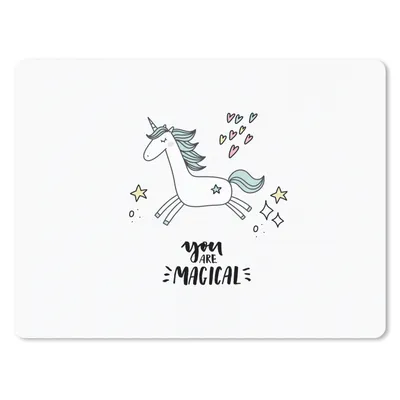 Produktbild von MuchoWow® Mauspad Mousepad Einhorn - Kinder - Zitate - Du bist magisch - Mädchen 23x19 cm - Mousepads - Maus Mat - Pad - Mausunterlage - Schreibtischunterlage - Mauspad