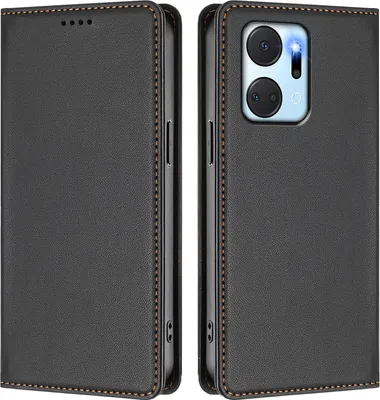 Produktbild von Handyhülle für Honor X7A, Kunstleder Klapphülle Stoßfeste Magnetische Hülle mit Ständer Schwarz
