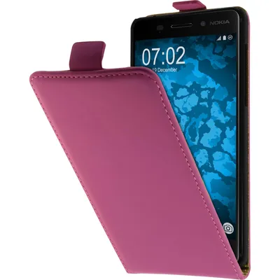 Produktbild von PhoneNatic Kunst-Lederhülle kompatibel mit  Nokia 6 - Flip-Case pink + 2 Schutzfolien