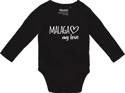 Produktbild von Huuraa Baby Body Malaga my love 74 Black  Baumwolle Fairtrade Langarmbody Geschenkidee