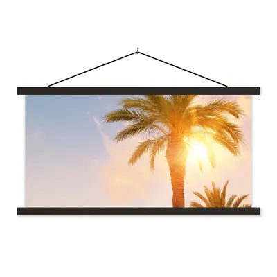 Produktbild von MuchoWow® Textilposter Palme - Sommer - Sonne - Tropisch 150x75 cm mit schwarzem Rahmen - Posterleiste
