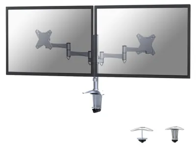 Produktbild von Neomounts FPMA-D1330D - Befestigungskit - Voll beweglich - für 2 LCD-Displays - Silber - Bildschirmgröße: 25.4-69 cm (10"-27")