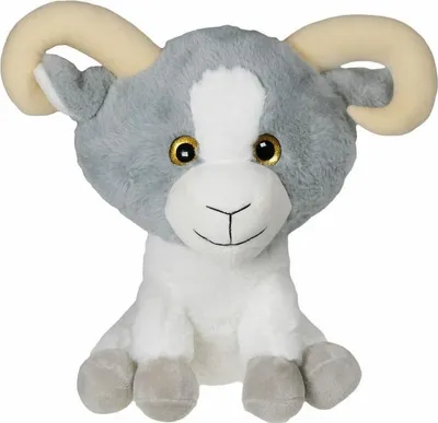 Produktbild von Stofftier Ziegenbock - weicher Pluschstoff - viele Details - grau/weis - 30 cm