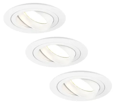 Zdjęcie produktu dla Zestaw 3 reflektorów LED do montażu wpuszczanego, okrągłe, białe, 3W, możliwość ściemniania, ciepła biel