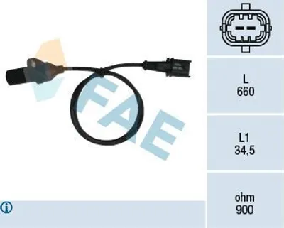 Produktbild von FAE 79220 Kurbelwellensensor Impulsgeber für FIAT PUNTO (188) 700mm