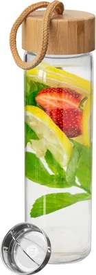 Produktbild von Orion Glasflasche | Wasserflasche | Trinkflasche mit Siebeinsatz für Teeblättern Früchten Bambusholzkappe 450 ml