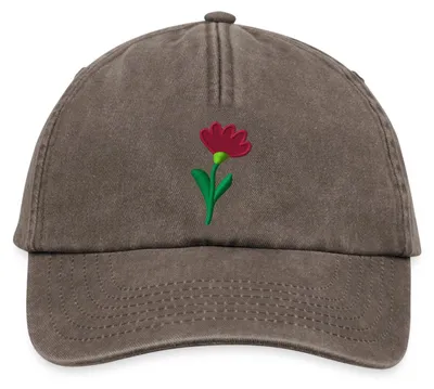 Produktbild von Spreadshirt Rote Blume bestickt Blumen Stick Vintage Cap, One size, Vintage Braun