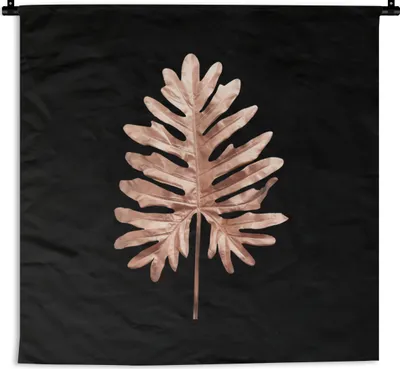 Produktbild von MuchoWow® Wandteppich Wandbehang Gold - Rosa - Blatt 150x150 cm Tapisserie Dekoration Wandtuch - Wohnaccessoires - Modernes