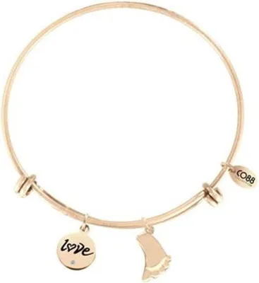 Produktbild von CO88 Collection 8CB-13020 - Stalen bangle met bedel - tekst & voet - Ø 60 mm - Goud