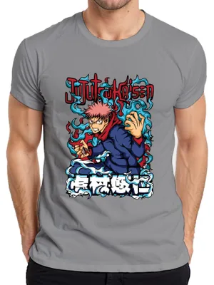 Immagine prodotto di Maglietta da uomo Jujutsu Kaisen Yuji Itadori Anime Manga Fan Gift Action, Grigio, L