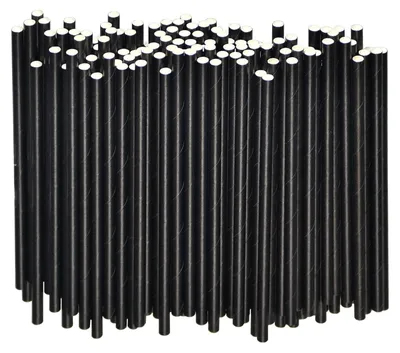 Produktbild von Papierstrohhalm-Set in Schwarz - 14,6 cm, 500 Stück, biologisch abbaubar