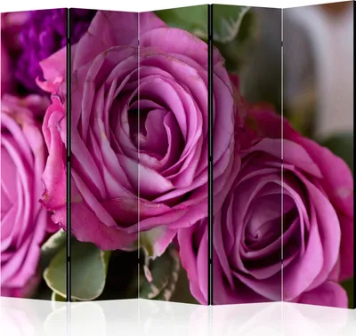 Produktbild von 5-teiliger Doppelseitiger Vlies Paravent - Bunch of lila flowers II 225x172 cm Blumen b-C-0521-z-c