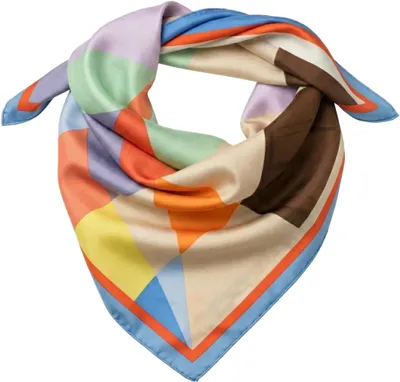 Produktbild von styleBREAKER Damen Nickituch Rauten Muster Quadratisch, Blau-Orange