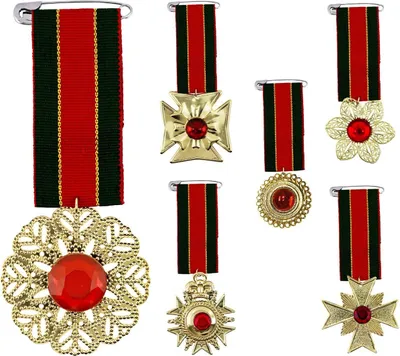 Produktbild von Orden Gold mit Edelstein Rot am Band Grün/Rot/Gold Ehrenmedaille Auszeichnung