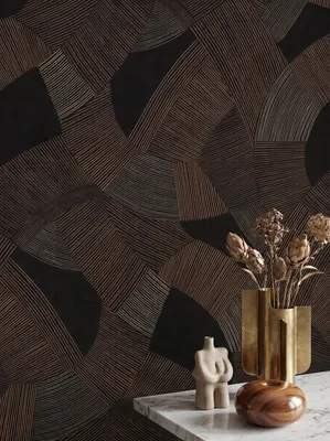 Newroom Vliestapete Celira Dunkelbraun Geometrisch, Wohnbeispiel
