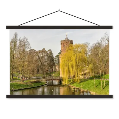 Produktbild von MuchoWow® Textilposter Wasser - Baum - Nijmegen 90x60 cm mit schwarzem Rahmen - Aufhängungssatz