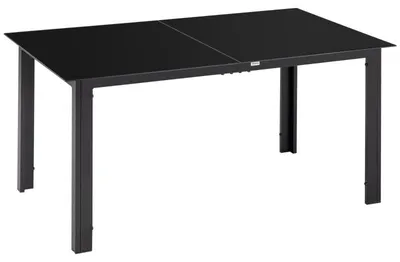 Obrázek produktu pro Venkovní stůl z hliníku se skleněnou deskou | Barva: černá | Rozměry: 90 x 150 x 74 cm