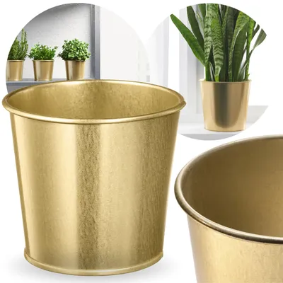 Produktbild von IKEA DAIDAI goldener Blumentopf-Übertopf aus Metall im Glamour-Stil, 19 cm