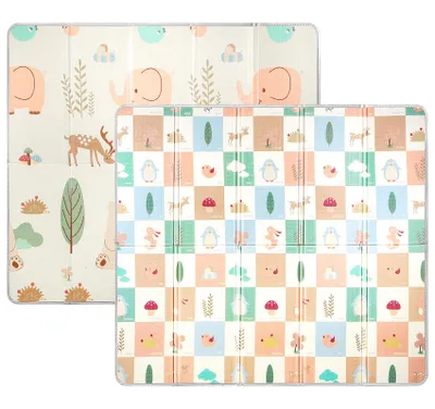 Produktbild von Extra Große & Dicke Krabbelmatte 180x200x1,5cm, Faltbare Baby Spielmatte, Wasserdicht Rutschfest Doppelseitigem Muster