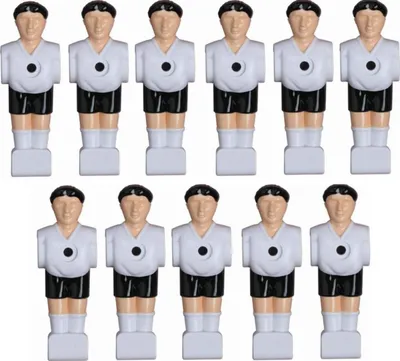 Produktbild von 11 Kickerfiguren 16 mm schwarz-weiß Komplett Set