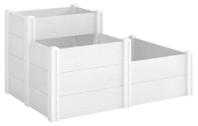 Produktbild von Hochbeet 3-stufig Stapelbar Gartenbeet mit Offenem Boden, modulares Kräuterbeet DIY Montage Kunststoff