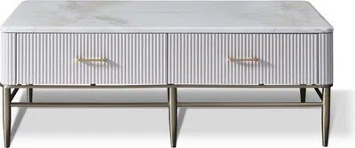 Produktbild von Holz Couchtisch in Natur mit Edelstahl, modernes Design