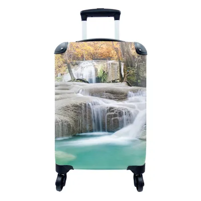 Produktbild von MuchoWow® Koffer Handgepäck Trolley Rollkoffer Kleine Reisekoffer mit 4 Rollen - Wald - Wasserfall - Herbst - Cabin Size < 55x40x23 cm & 55x40x20 cm - Fotokoffer - Kabinenkoffer - Boardgepäck - Reise-Box - Reisekoffer - Reisegepäck - Koffer mit Bild - Trolley für Kinder