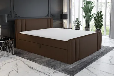 Produktbild von Boxspringbett ALF 160x200 mit 2 Bettkästen, Bonell-Matratze und Topper. Farbe: Braun.