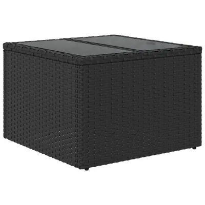 Image de Table de jardin avec plateau en verre noir 55x55x37 cm Poly rotin