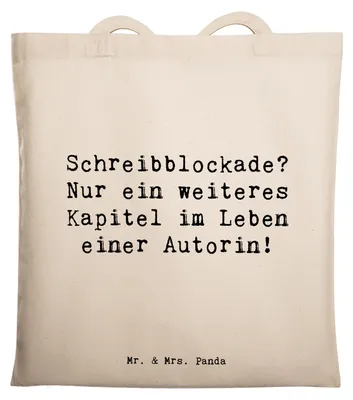 Produktbild von Mr. & Mrs. Panda Schultasche Spruch Autorin Kapitel - Transparent - Geschenk, kreative Geschenke, Berufspassion, Beutel, Laptoptasche, Leser, Tote Bag, Detailverliebtheit