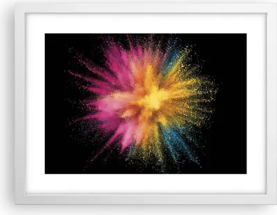 Produktbild von Gerahmtes Poster - Weißer Rahmen - Bunt Staub Explosion - 40x30 cm - Wand Bild - Wanddeko - Wandbilder - Kunstposter - Wandposter - Bilderrahmen - Bilder - Kunstdruck - P2WAA40x30-4529