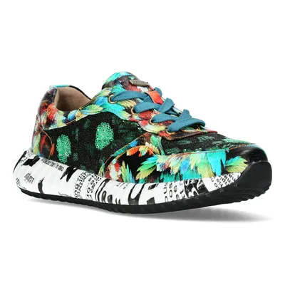 Produktbild von Laura Vita Sneaker Burton 45 kaki grün multi mehrfarbig Leder-Paillettenmix mit herausnehmbarer Lederinnensohle Weite G Gr.39 EU