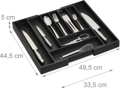 Image de Range-couverts en bambou, réglable 7 à 9 compartiments