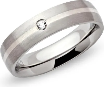 Produktbild von Edelstahlring matt mit Silbereinlage, Zirkonia 5mm Unique R9118cz