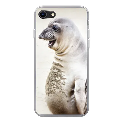 Produktbild von MuchoWow® Handyhülle Schutzhülle Hülle für iPhone 7 Seeelefant - Lustig - Lachen - Kinder - Jungen - Mädchen - Kinder Silikon Softcase Handy Hülle - Kartenhalter