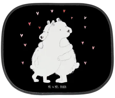 Produktbild von Mr. & Mrs. Panda Sonnenschutz Auto Eisbär Umarmen - Schwarz - Geschenk, Pkw, Lustige Sprüche, Sonnenblende, für, Autoscheiben