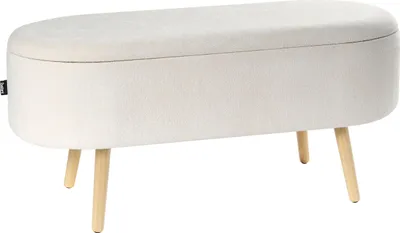 Produktbild von BELIANI Bettbank mit Stauraum Cremeweiß Stoff Chenillegewebe 99 cm Modernes Design Flurbank Sitzbank für Wohnzimmer Schlafzimmer Garderobe Innenbereich