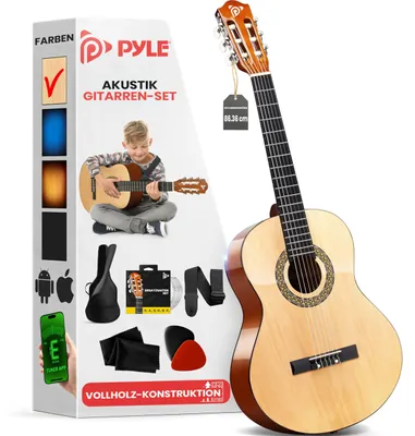 Produktbild von Pyle Akustik Gitarre Kinder ab 8 Jahre – Acoustic Guitar, Kinder Gitarre 3/4 Anfänger & Fortgeschrittene, Konzertgitarre 3/4 mit Gitarren Set & Tasche