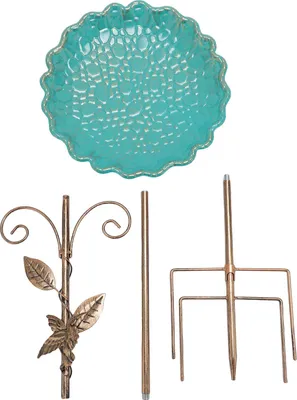 Image de Mangeoire pour oiseaux avec piquet, réglable en hauteur, mangeoire vintage en métal résistante au froid, sur pied, pour jardin, terrasse, décoration