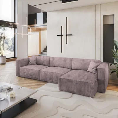 Produktbild von Masseno Ecksofa TOLMO P mit Schlaffunktion L-Form, Sofa mit Bettkasten, Wohnzimmersofa, Couch, Soffa, Bettsofa, Couchgarnitur- Lila, POSO 130