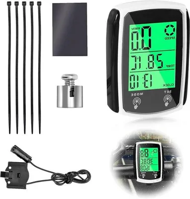 Obrázek produktu pro Počítač na kolo - Odometr - Sledování jízd na kole - 19 funkcí - LCD dotykový displej - Černá barva