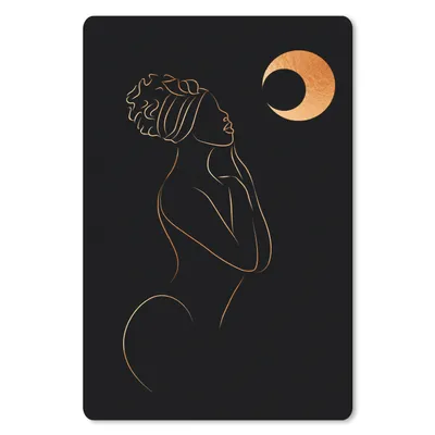 Produktbild von MuchoWow® Mauspad Mousepad Frau - Mond - Gold - Strichzeichnung 18x27 cm - Mousepads - Maus Mat - Pad - Mausunterlage