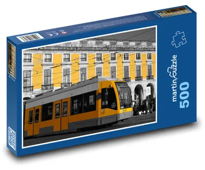 Obrázok produktu pre Puzzle 500 Žltá električka pred historickou budovou - martinpuzzle