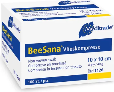 Produktbild von Meditrade BeeSana® - Vlieskompresse, unsteril - 4-fach, 10x10 cm - 100 Stück