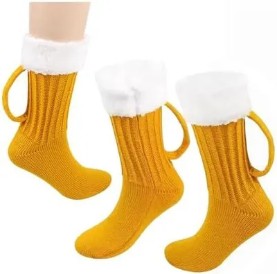Produktbild von Tracht Beersocks,Gestrickte Lustige Bier Socken mit Henkel | Funny Trachten Strümpfe,Bavarian Wiesn Socks,Personalized Party Biersocken,Bierkrug-Socken,für Herren Damen Geschenk,1 Paar