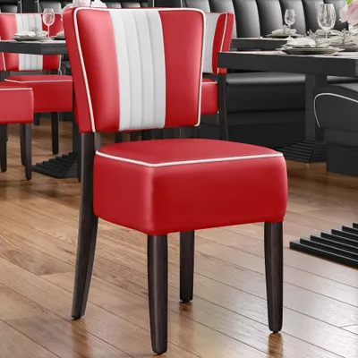 Produktbild von 2er-Set AMERICAN 2 | Dinerstuhl | Rot | Leder | Diner Stühle, American Diner Stuhl, American Stuhl