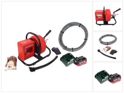 Produktbild von Rothenberger RODRUM VarioClean Akku Trommelmaschine 18 V ( 1000003348 ) + 1x Akku 8,0 Ah + Ladegerät + Duraflex Spirale